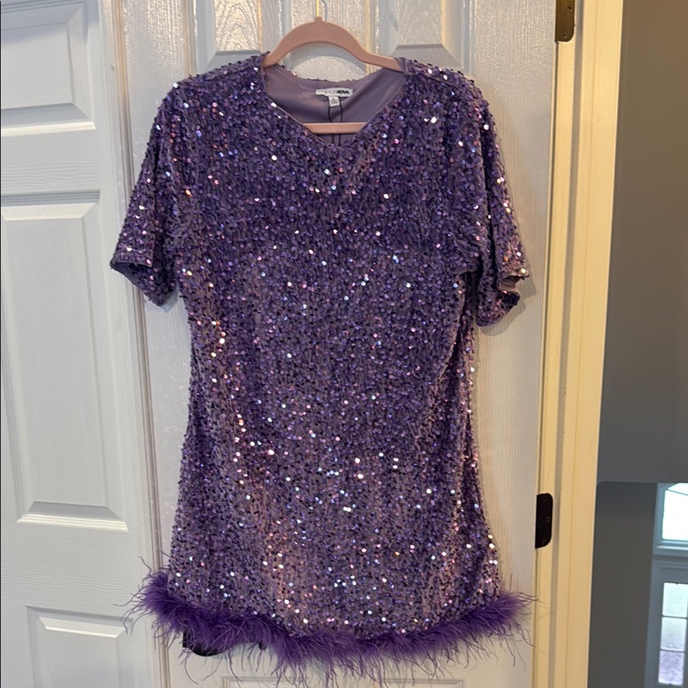 Fashion Nova Purple Sequin Mini Dress